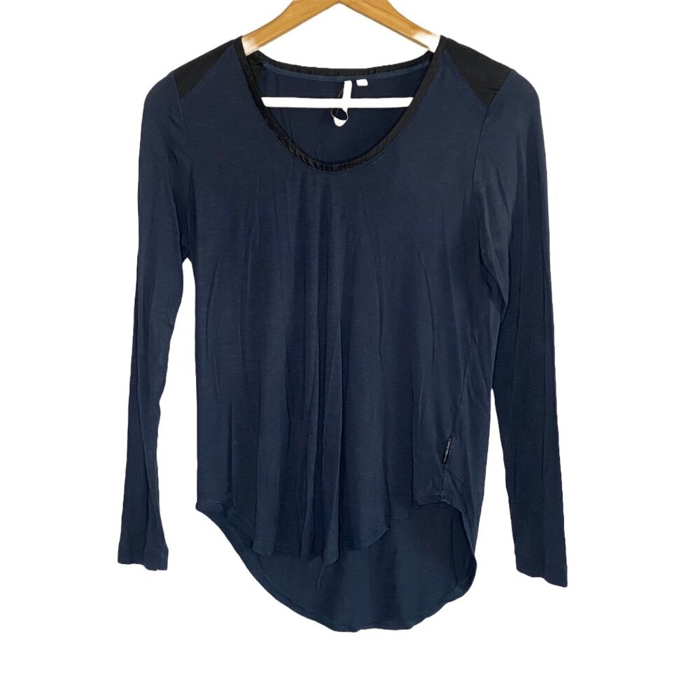 Calvin Klein Navy Blue Black Detail Long Sleeve Top